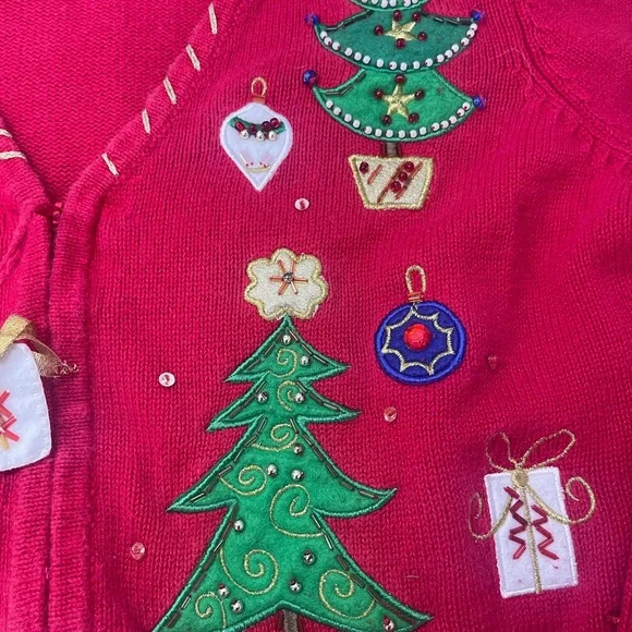 Festive vintage Red Christmas Cardigan - Picture 4 of 6